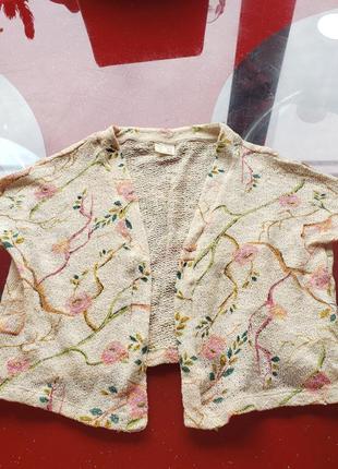 Zara дитяча літня в'язана накідка кардиган дівчінки 6-7-8 р 116- 122-128 см як нова