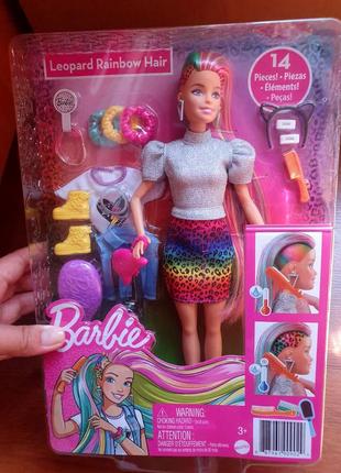 Лялька барбі райдужний леопард barbie leopard rainbow hair doll grn811 фото