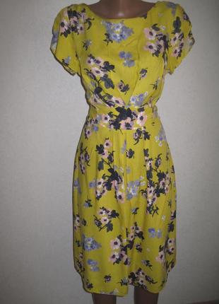 Желтое вискозное  платье с цветочным принтом george размер 10