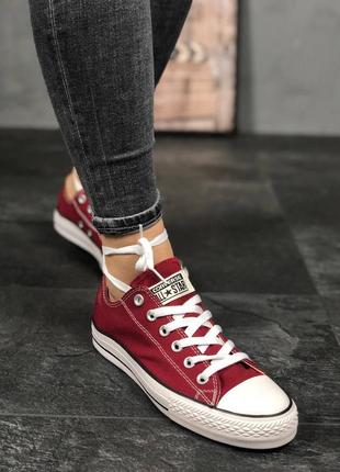 Converse all star low burgundy
 женские кеды конверсы бурдовые5 фото