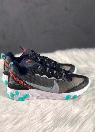 Nike react element 87 neptune green bright mango женские кроссовки найк