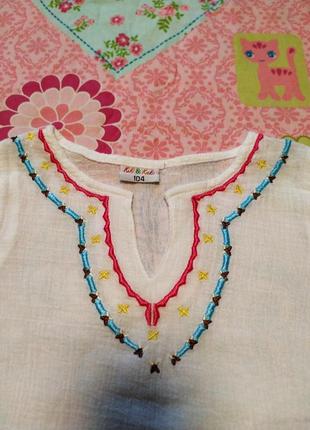 Тоненька рубашка,блуза з вишивкою,вишиванка для дівчинки 3-4 роки2 фото