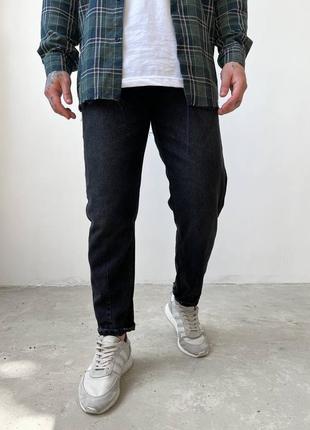 Розпродаж чоловічі стильні джинси мом із щільного котону в чорному кольорі2 фото