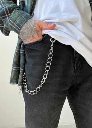 Розпродаж чоловічі стильні джинси мом із щільного котону в чорному кольорі5 фото