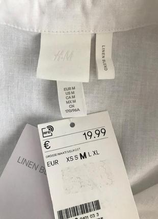 Нове (з етикеткою) біле лляне плаття сорочка без рукавів від h&m, розмір м (l-3xl)7 фото