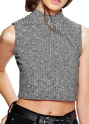 Меланжевий кроп тов в рубчик на блискавці divided by h&m