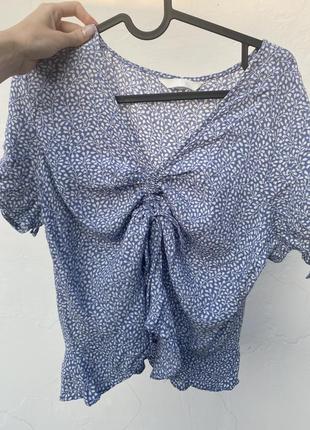 Продам ніжний голубий на літо топ блузка верх рубашкавід hm зборка спереду мода 20226 фото