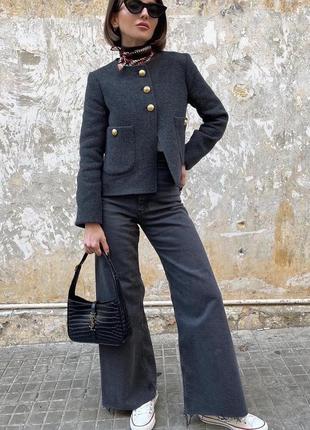 Шикарний твідовий жакет шерсть zara