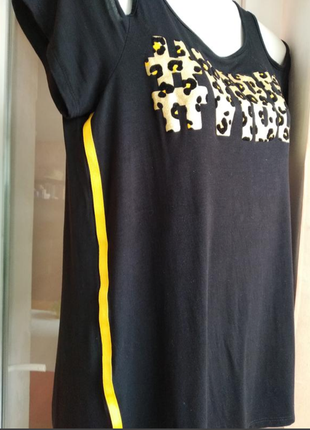 Натуральна футболка з написом леопардовий принт бренду c&a uk 14-16 eur 42-445 фото