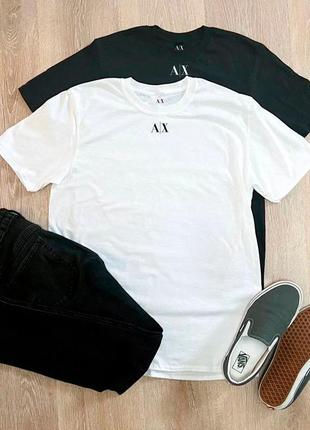 Чоловіча футболка armani армани армані біла чорна мужская футболка белая чёрная
