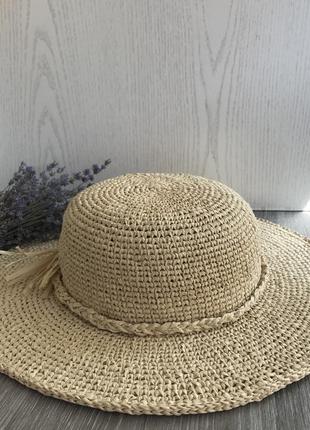 Капелюх з рафії жіноча, пляжна капелюх1 фото