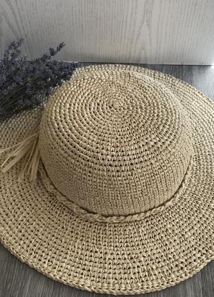 Капелюх з рафії жіноча, пляжна капелюх2 фото