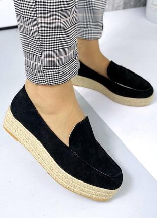 Розпродаж 🥳замшеві туфлі мокасини на товстій плетеної підошви3 фото