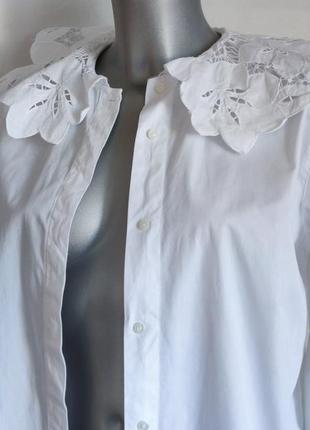 Сорочка, блуза united colors of benetton білого кольору з мереживом9 фото
