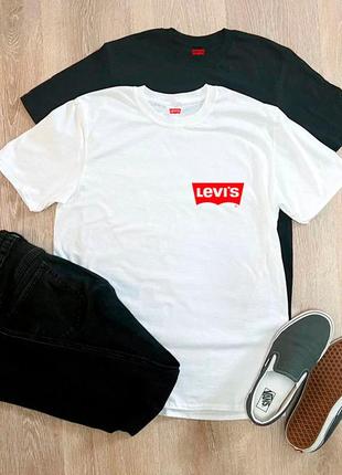 Чоловіча футболка levis левис левіс біла чорна мужская футболка белая чёрная3 фото