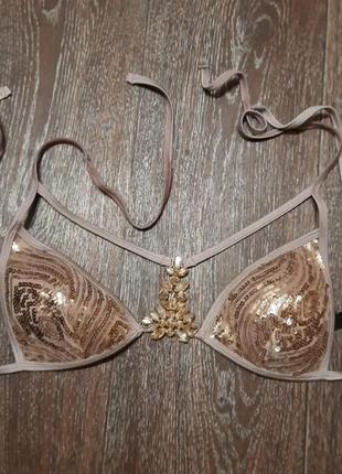 Брендовий шикарний верх купальника  з декором   і пайетками  р.10 від ann summers3 фото