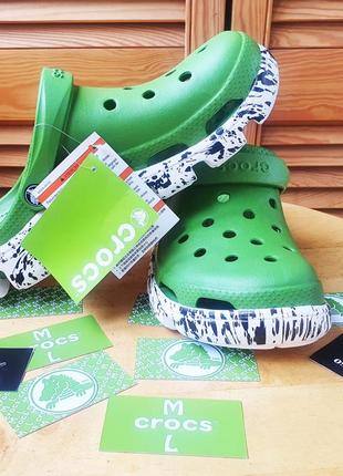 Crocs duet sport clog кляксы original green кроксы 20223 фото