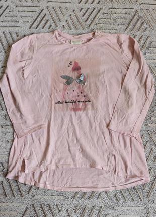 Нежно-розовая кофточка, лонгслив, футболка с длинным рукавом , туничка