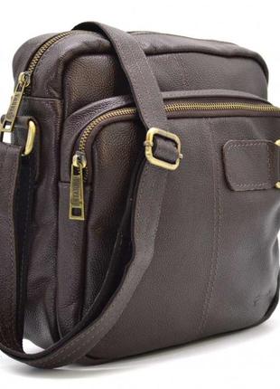 Кожаная сумка мессенджер мужская, коричневый "флотар" fc-6012-3md tarwa
