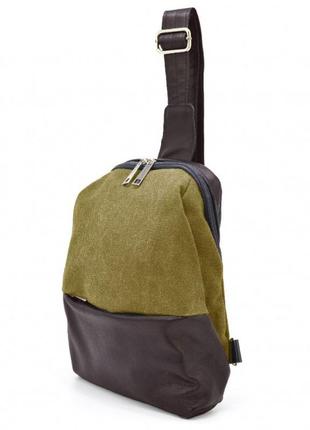 Рюкзак слинг на одно плечо из кожи и канвас tarwa gcs-1905-3md1 фото