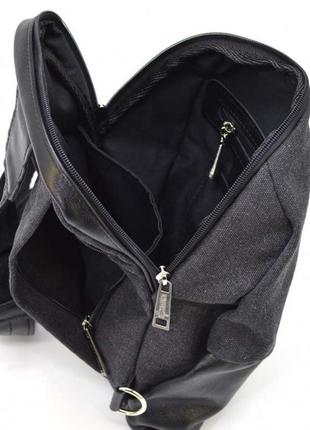Рюкзак слінг на одне плече з шкіри і канвас tarwa gch-1905-3md8 фото