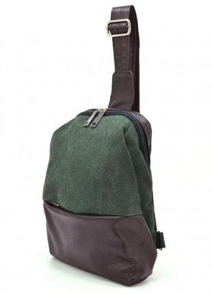 Рюкзак слінг на одне плече з шкіри і канвас tarwa gch-1905-3md