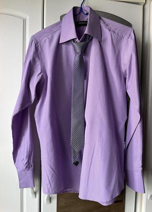 Классическая мужская рубашка с галстуком3 фото