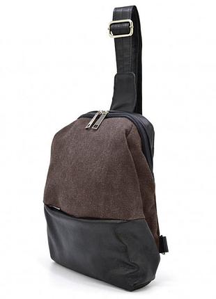 Мужской слинг нагрудная сумка из кожи и канвас tarwa gac-1905-3md