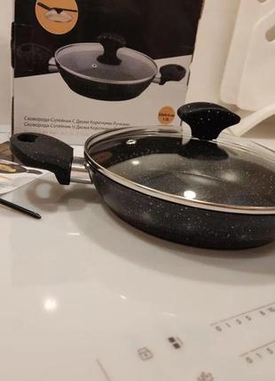 Сковорода-сотейник з мармуровим покриттям 1.3 л 22см3 фото