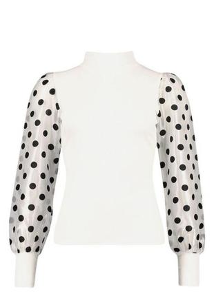 Блуза с фатиновыми рукавами в горох 1+1=32 фото