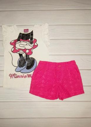 Костюм комплект набор летний шорты футболка яркий нарядный минни маус minnie mouse