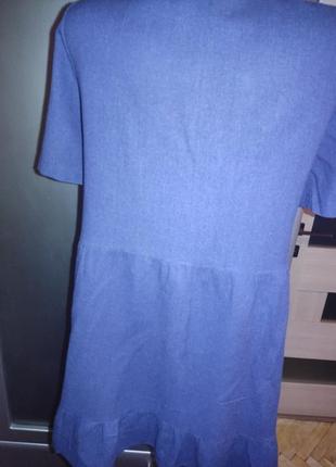 Платье  ярусное, катон темно синее2 фото
