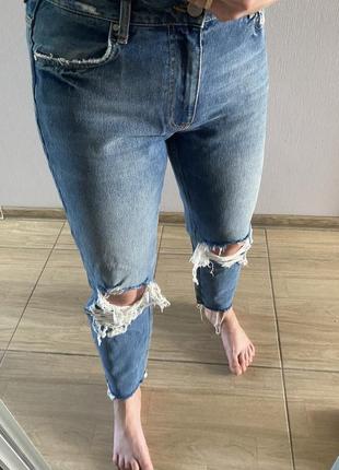 Джинси рвані , прямі котонові джинси, рваные джинсы