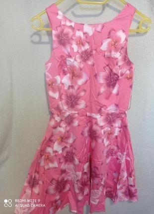 35 хлопковое красивое розовое летнее платье хлопок oasis с пайетками