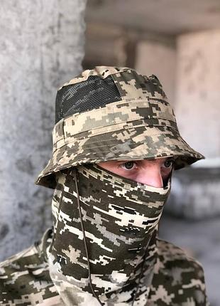 Чоловіча тактична панама піксель з сіткою