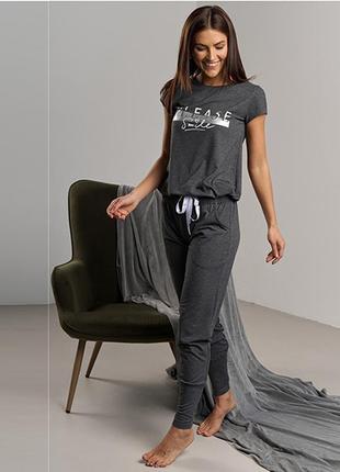 Комплект женский штаны и футболка серая 10920