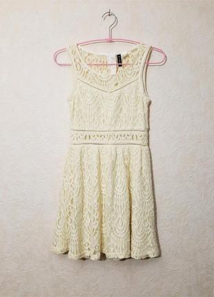 Divided бренд платье белое кружевное без рукавов цвет шампанского мини на спинке застёжка женское 424 фото