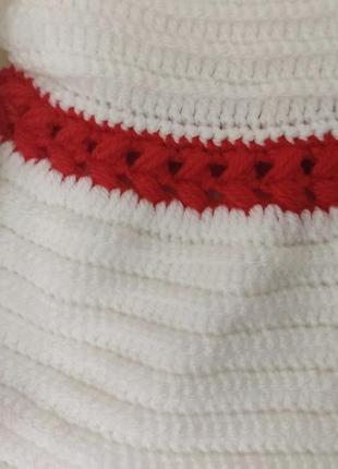 Дитячий в'язаний білий з червоним кардиган, пальто для дівчинки на 2-3 роки4 фото