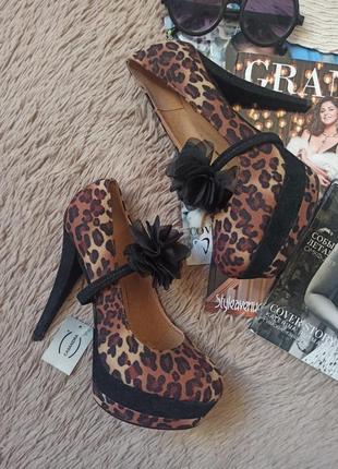Шикарные туфли на высоких каблуках и платформе леопард2 фото