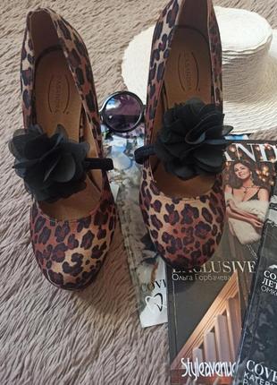 Шикарные туфли на высоких каблуках и платформе леопард3 фото