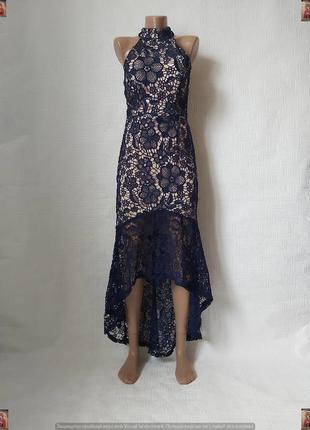 Фірмове quiz ошатне плаття в с щільного дорого мережива в синьому кольорі, розмір с-м