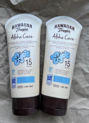 Hawaiian tropic aloha care protective sun lotion mattifies skin spf 15 - сонцезахисний лосьйон для тіла з спф15 180ml1 фото