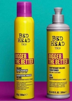 Шампунь-пінка, кондиціонер для надання об'єму тонкого волосся  tigi bed head bigger the better volume foam