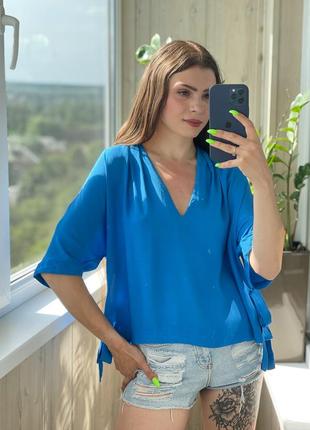 Небесно голубая блуза из вискозы 1+1=3