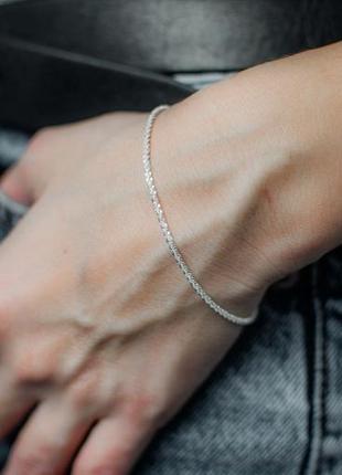 Браслет-цепочка серебряный из плетения гипсофила, браслет минимализм, серебро 925 пробы, длина 17+3 см