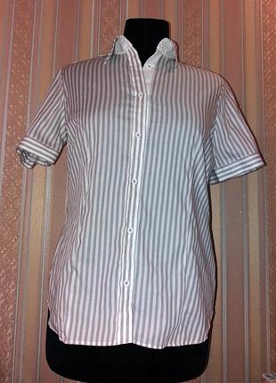 Фирменная стильная рубашка в полоску, хлопок, короткий рукав