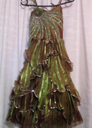 Оригинальное нарядное платье для бальных танцев на 8-12лет1 фото