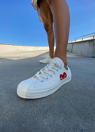 Coners x comme des garcons low white женские кеды конверсы5 фото