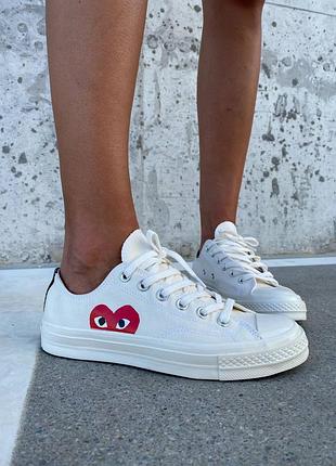 Coners x comme des garcons low white женские кеды конверсы9 фото