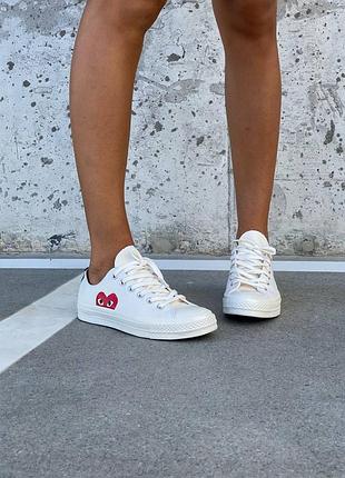 Coners x comme des garcons low white женские кеды конверсы10 фото